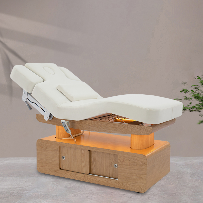 SJ-G051F舒境高端會所專用恒溫spa美容床原木色